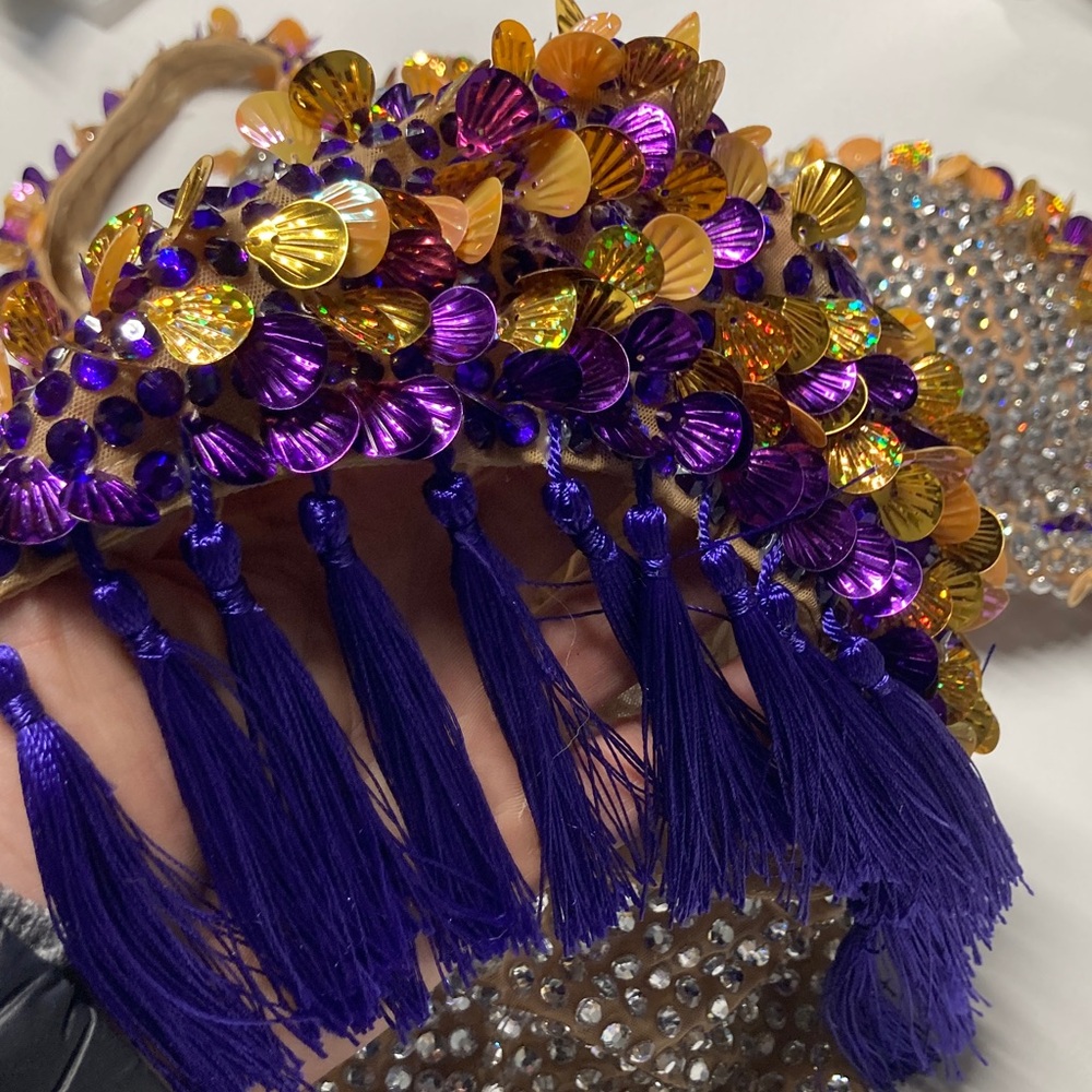 Embellished Beaded Bodysuit - Purple & Gold - Picture 10 of 14